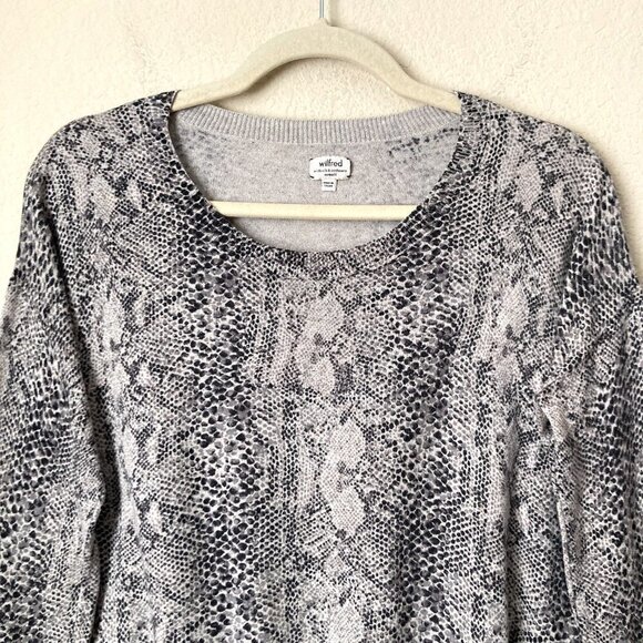 Aritzia Wilfred Silk Cashmere Blend Snake Reptile Print Sweater Top - Picture 2 of 8